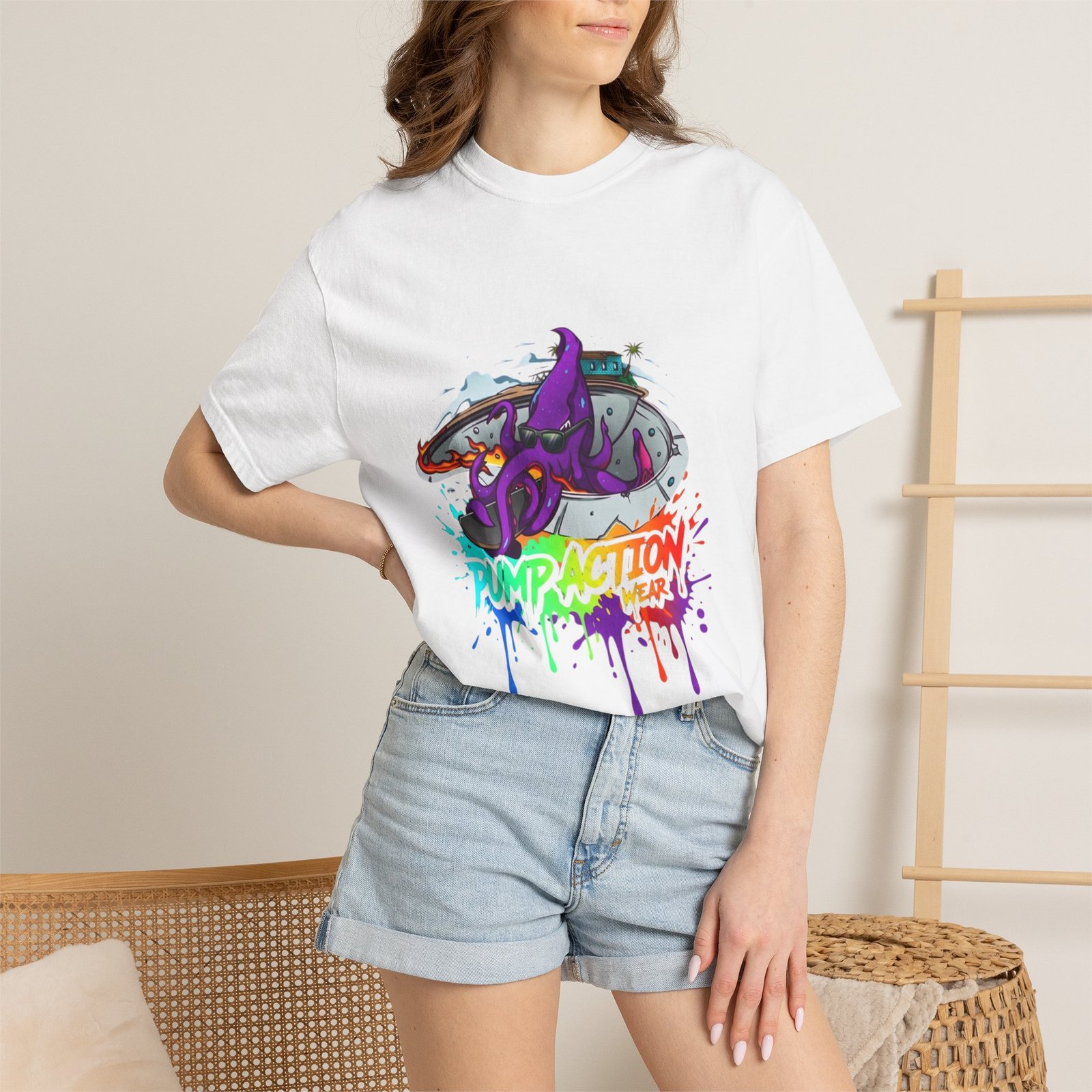 Octopus Graffiti T-Shirt — "Punk Action" Colorful Street Art Tee - Image 4