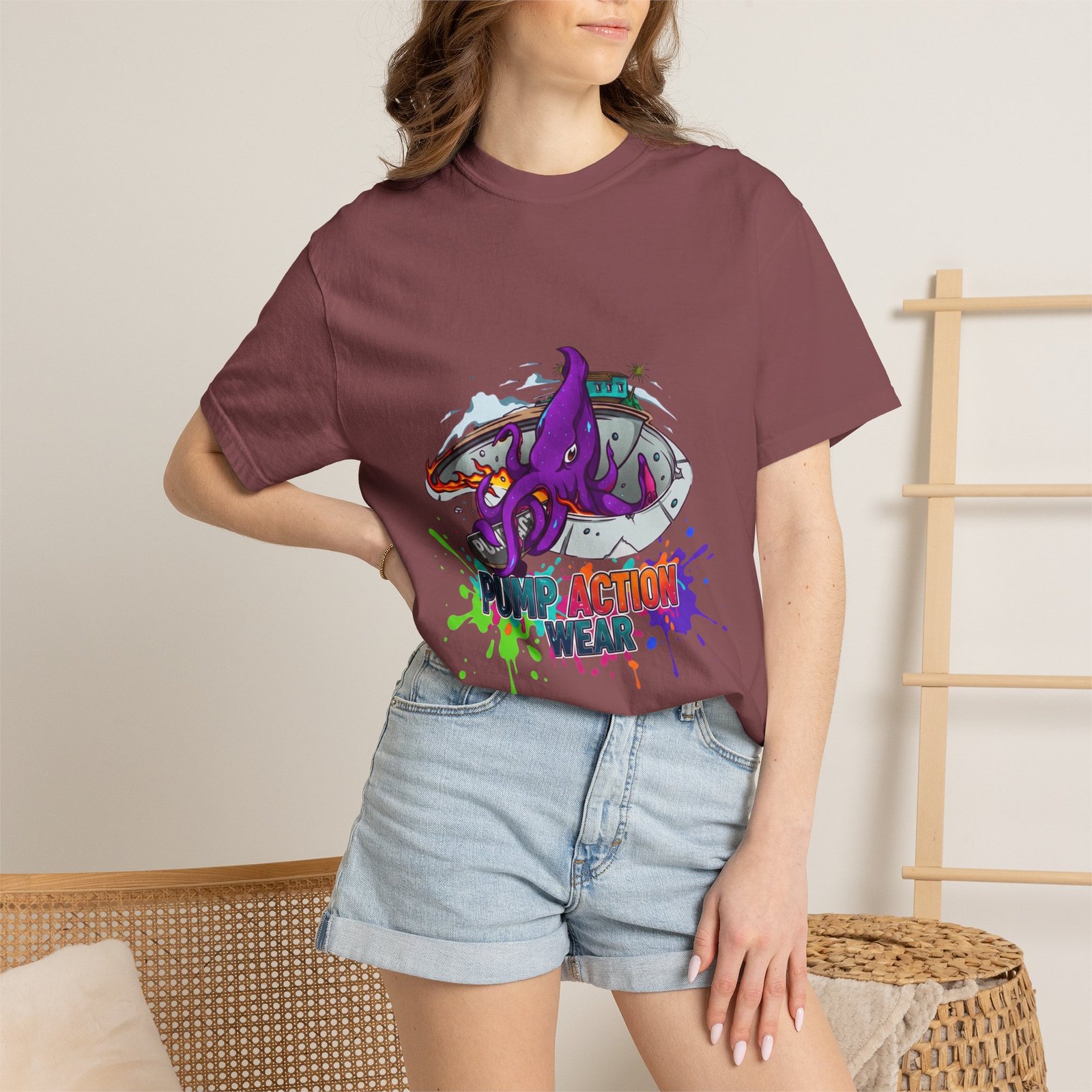 Octopus Paint Splash T-Shirt — "Full Action Wear" Graphic Tee - Image 8