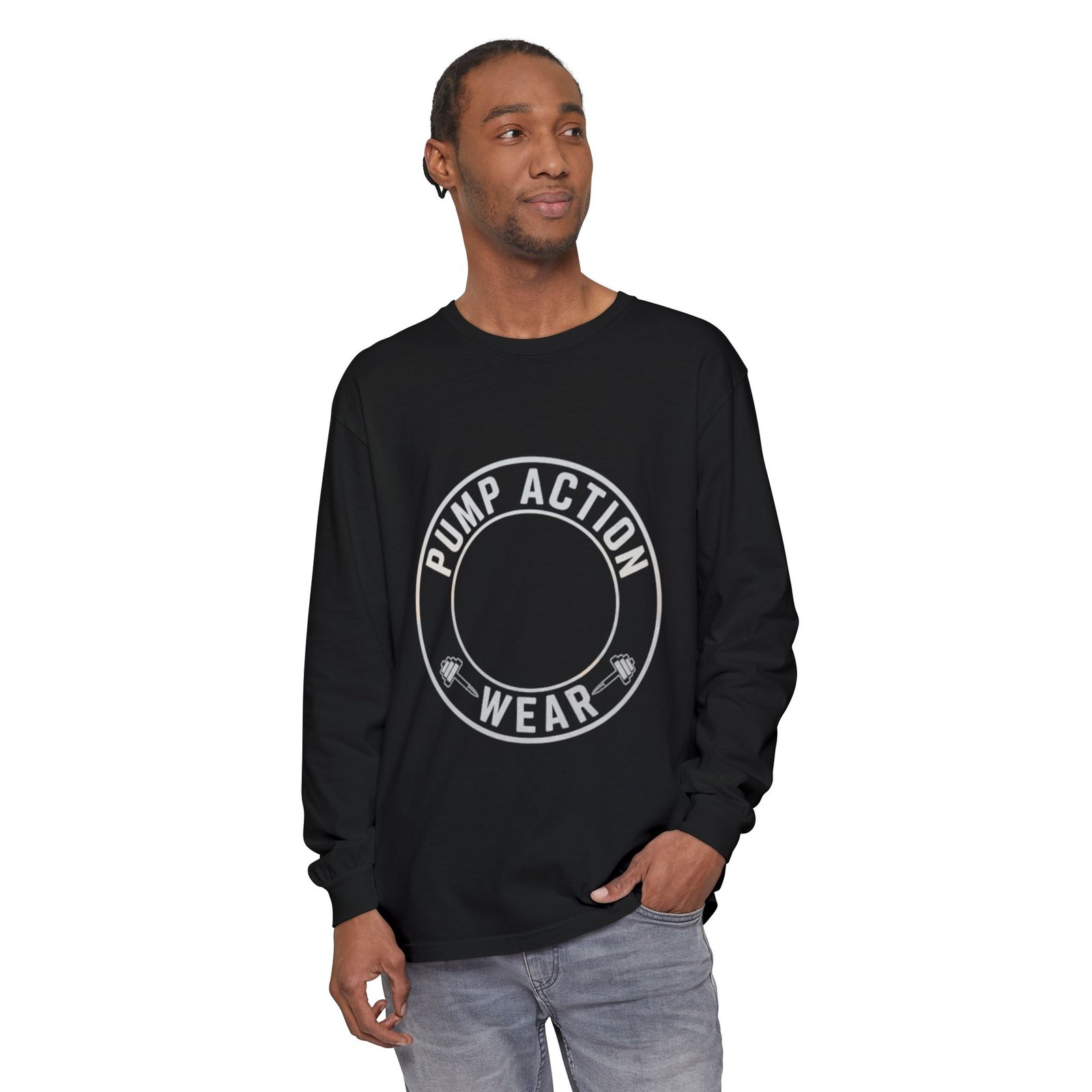Pump Action Wear Long Sleeve Tee — Minimal Logo Casual Shirt - Image 63