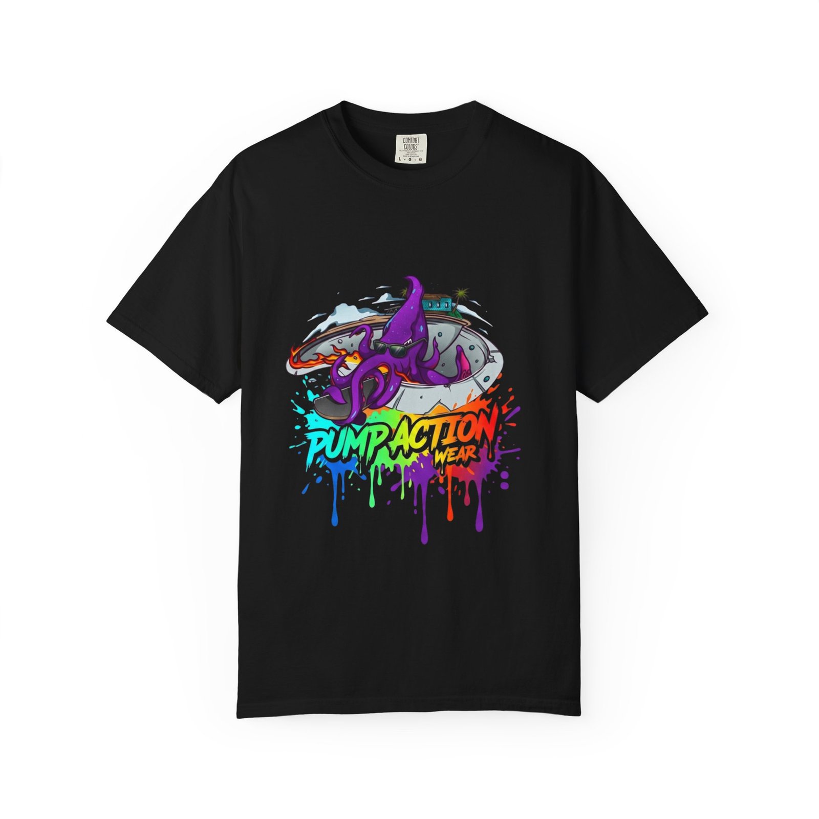 Octopus Graffiti T-Shirt — "Punk Action" Colorful Street Art Tee - Image 45