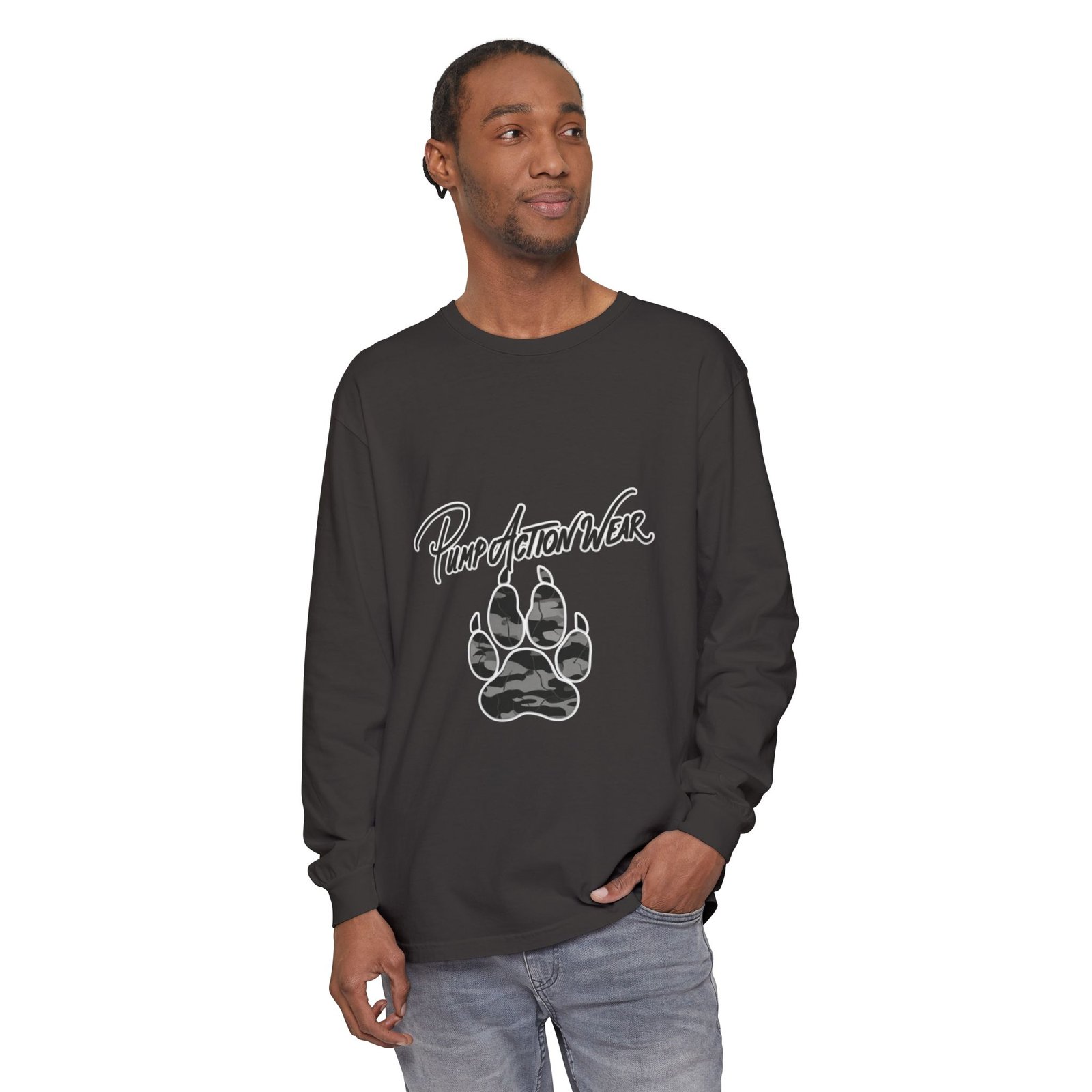 Long Sleeve T-Shirt — "Pump Action Wear" Paw Print Graphic - Image 59