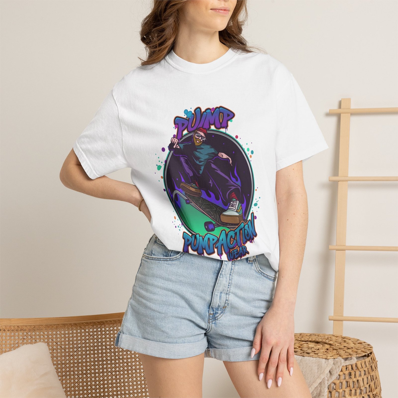 Skate Grim Reaper "Pump Funpaction" Graphic T-Shirt - Image 4