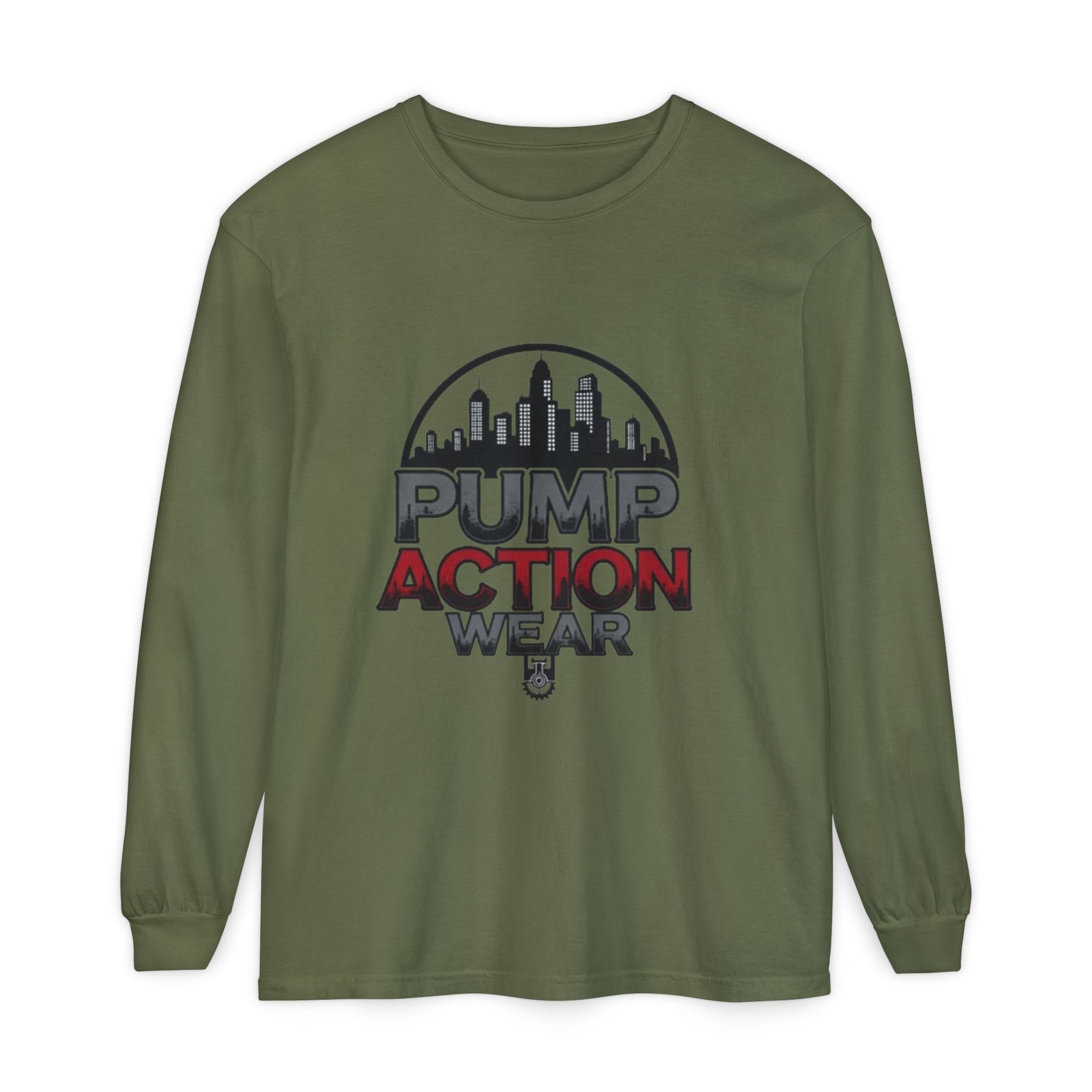 Pump Action Wear Long Sleeve Tee – Urban Skyline Graphic - Image 45