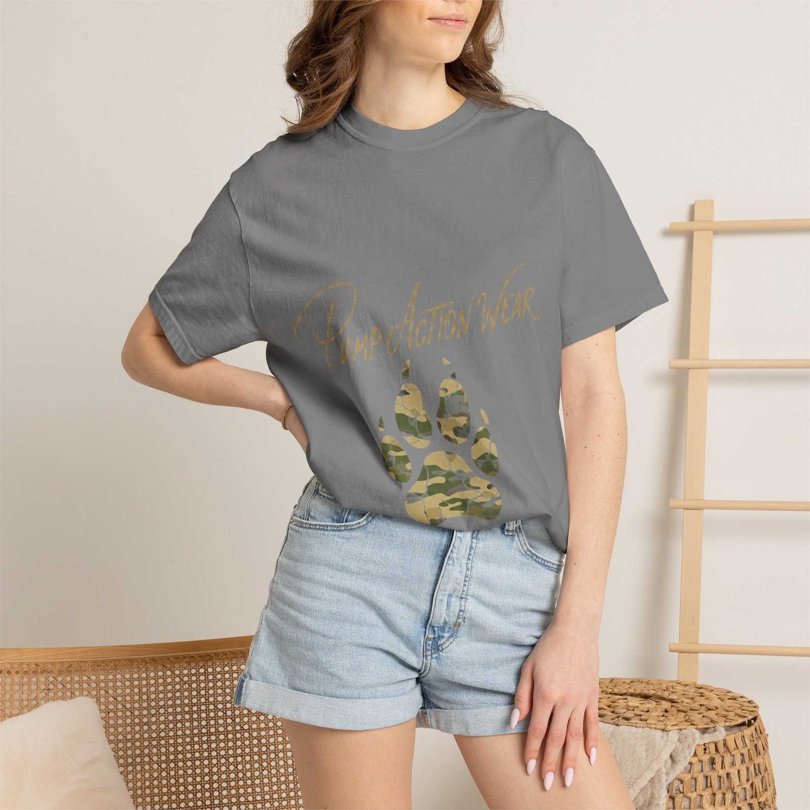 Paw Camo Tee — "Pump Action Wear" Graphic T-Shirt - Image 24