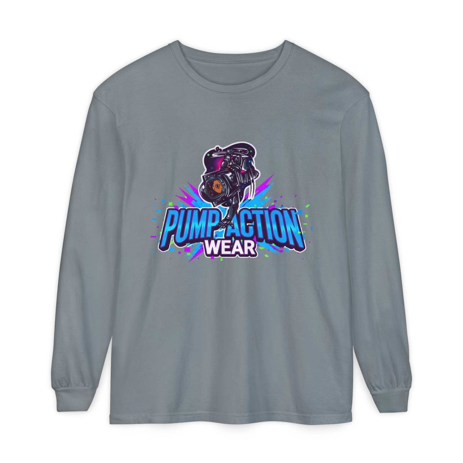 Pump Action Wear Long Sleeve T‑Shirt — Graphic Gun Logo Streetwear - Image 45