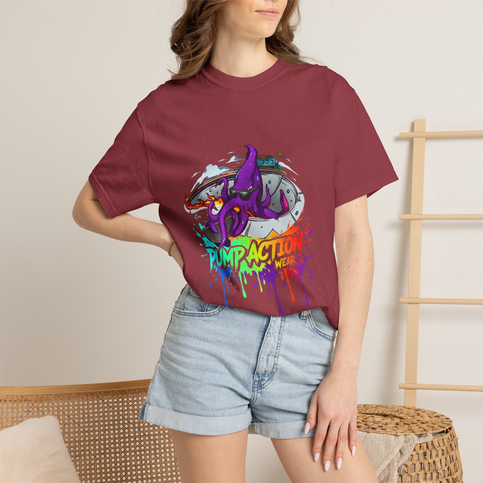 Octopus Graffiti T-Shirt — "Punk Action" Colorful Street Art Tee - Image 52