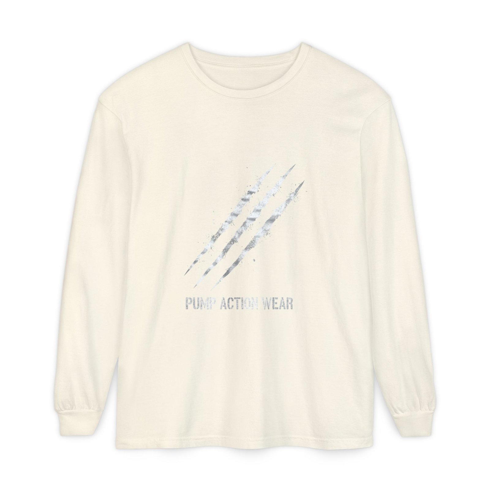 Garment-Dyed Long Sleeve Tee — 'Pure Action Wear' Distressed Claw Graphic - Image 17