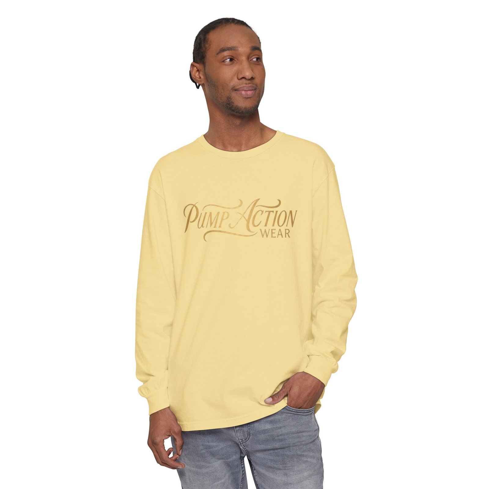 Pump Action Wear Long Sleeve Tee — Script Logo Graphic Shirt - Image 31