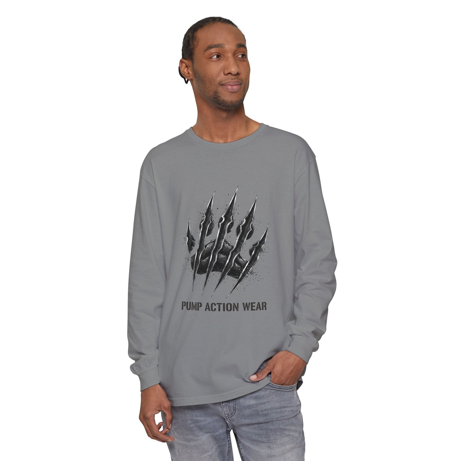 Pump Action Wear Long Sleeve T‑Shirt — Claw Mark Graphic Streetwear - Image 43
