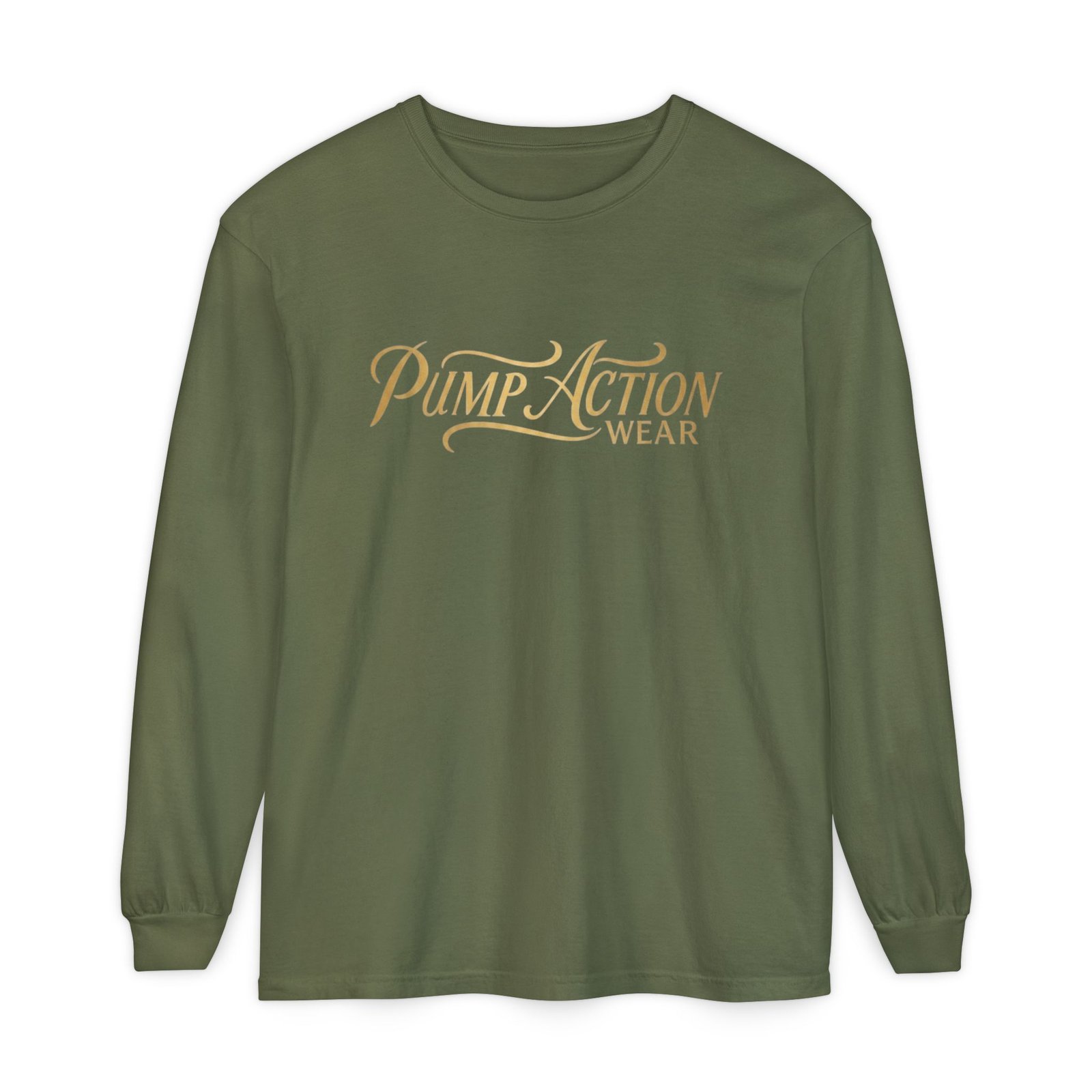 Pump Action Wear Long Sleeve Tee — Script Logo Graphic Shirt - Image 45