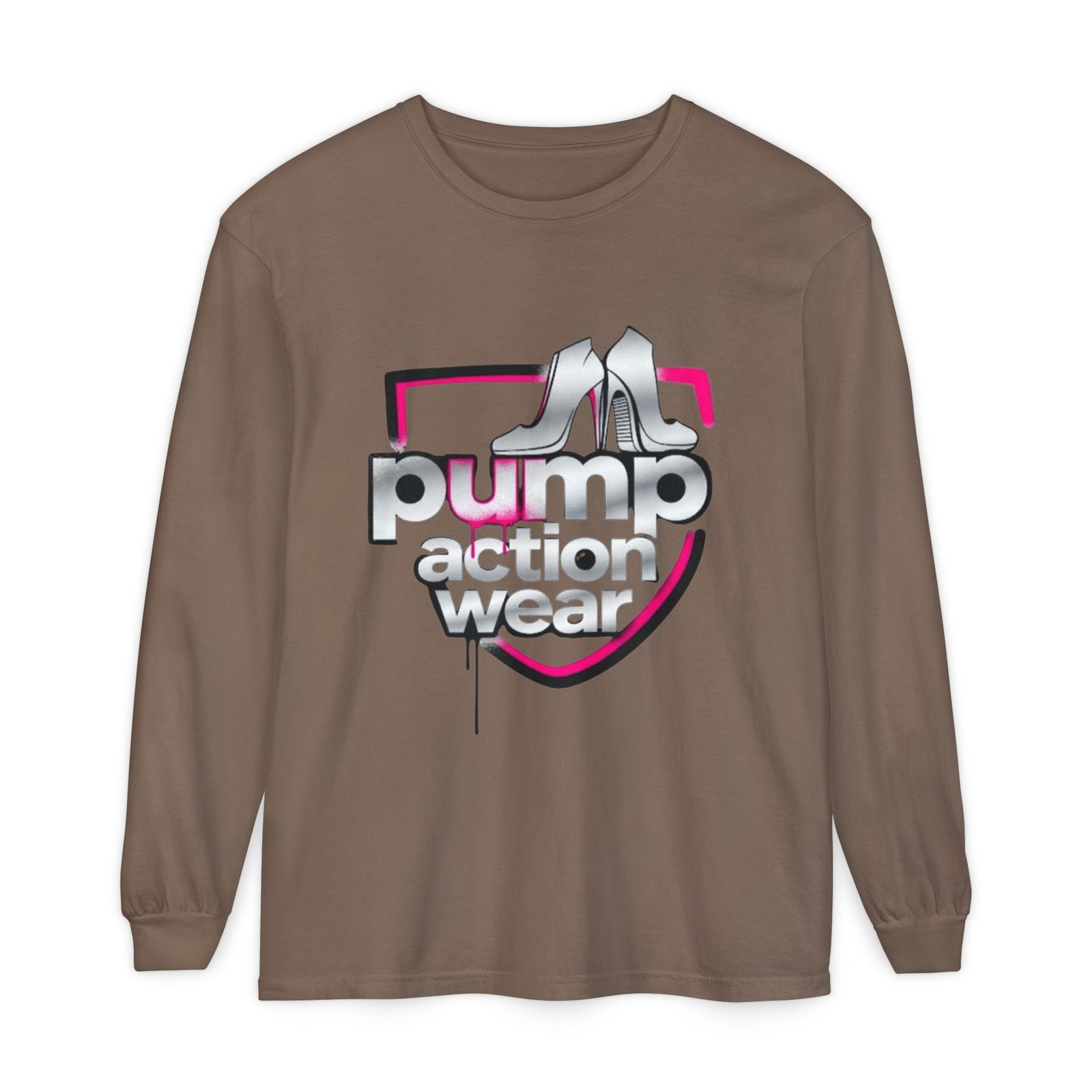Pump Action Wear Long Sleeve Tee — Retro Chrome Logo Graphic Shirt - Image 25