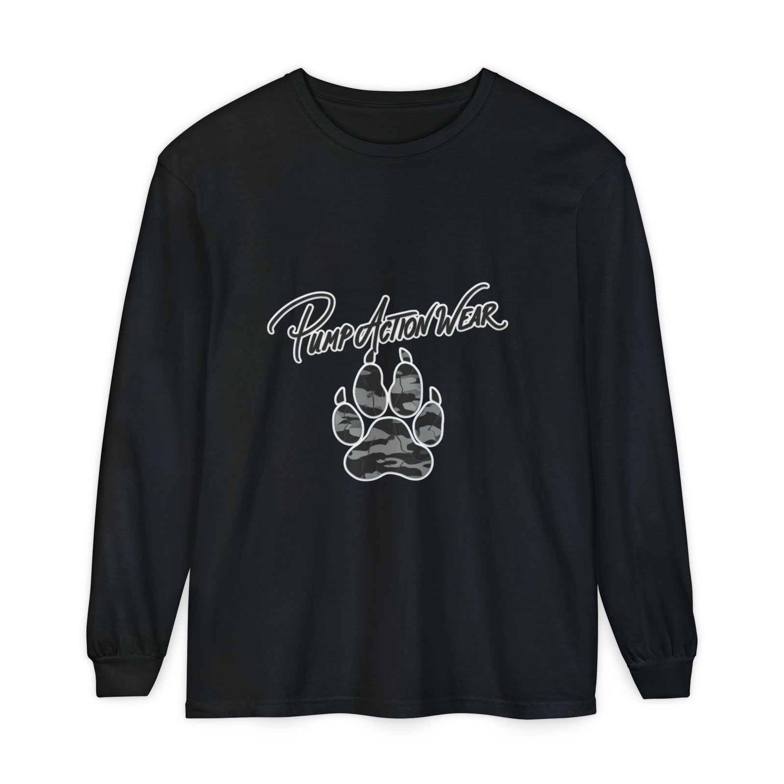 Long Sleeve T-Shirt — "Pump Action Wear" Paw Print Graphic - Image 61
