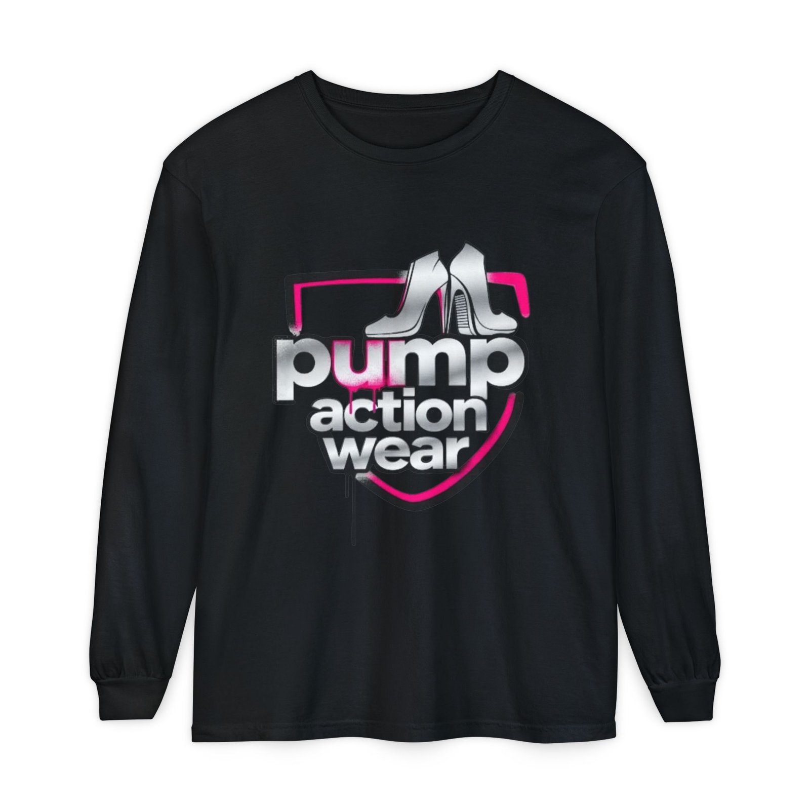 Pump Action Wear Long Sleeve Tee — Retro Chrome Logo Graphic Shirt - Image 61