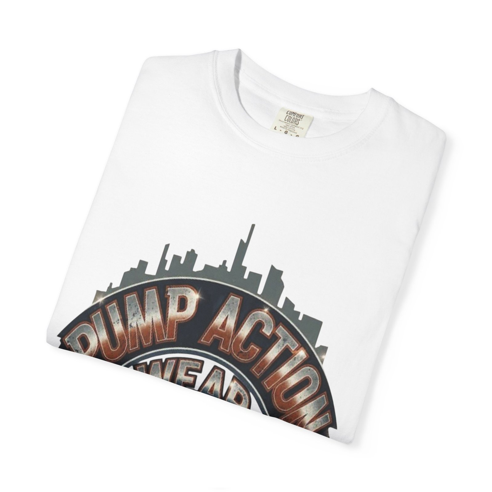 Pump Action Gear T-Shirt — Urban Skyline Retro Graphic Tee - Image 3