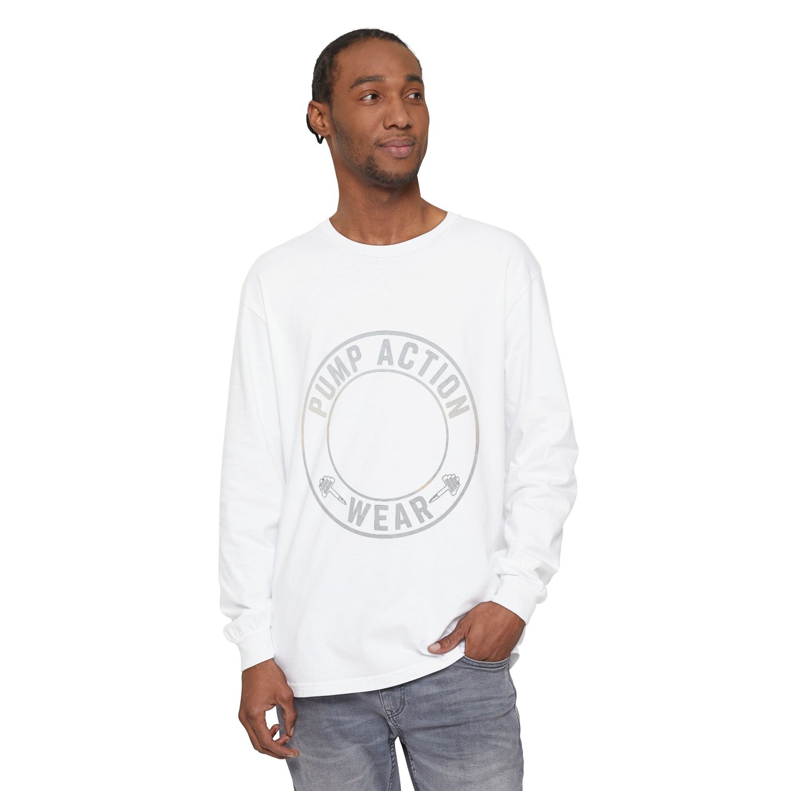 Pump Action Wear Long Sleeve Tee — Minimal Logo Casual Shirt - Image 3