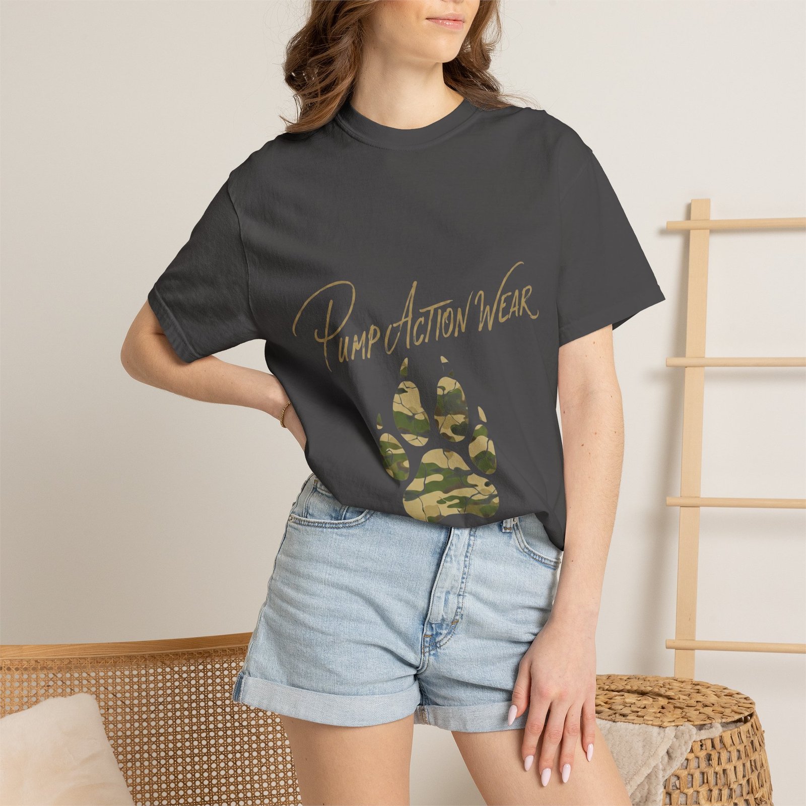 Paw Camo Tee — "Pump Action Wear" Graphic T-Shirt - Image 44