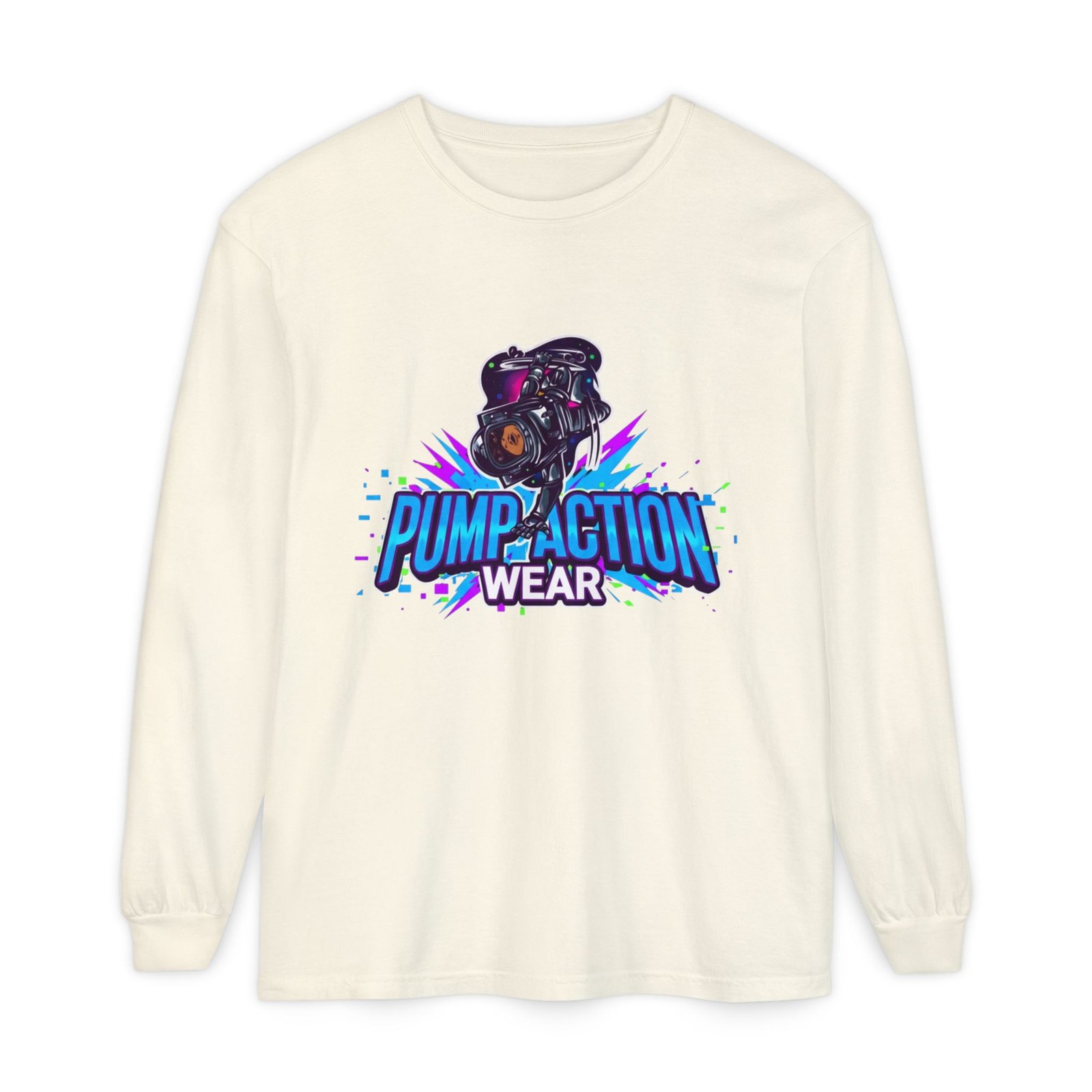 Pump Action Wear Long Sleeve T‑Shirt — Graphic Gun Logo Streetwear - Image 17