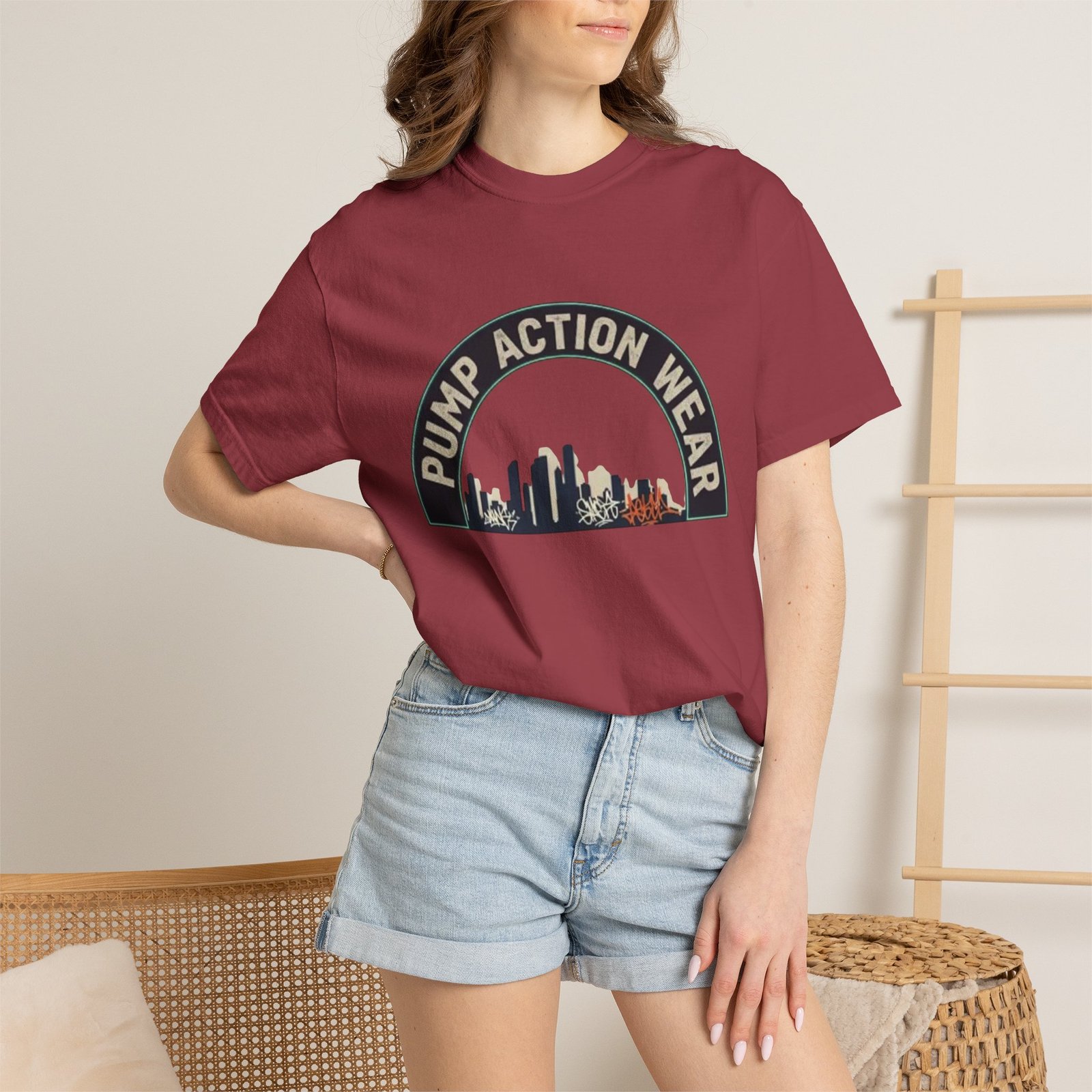 Pump Action Wear Skyline T-Shirt — Urban Retro Graphic Tee - Image 52