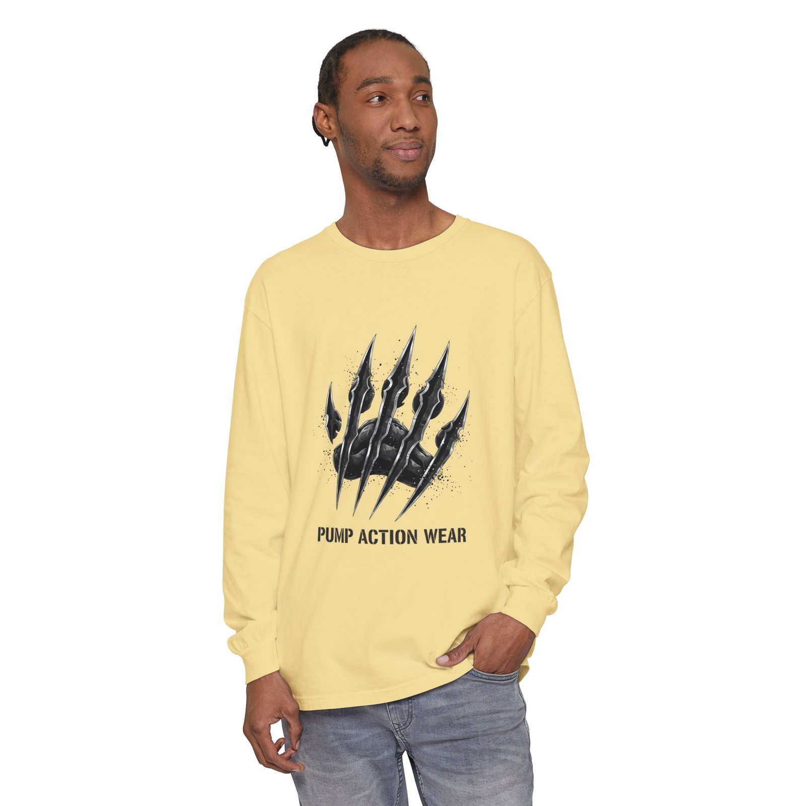 Pump Action Wear Long Sleeve T‑Shirt — Claw Mark Graphic Streetwear - Image 31