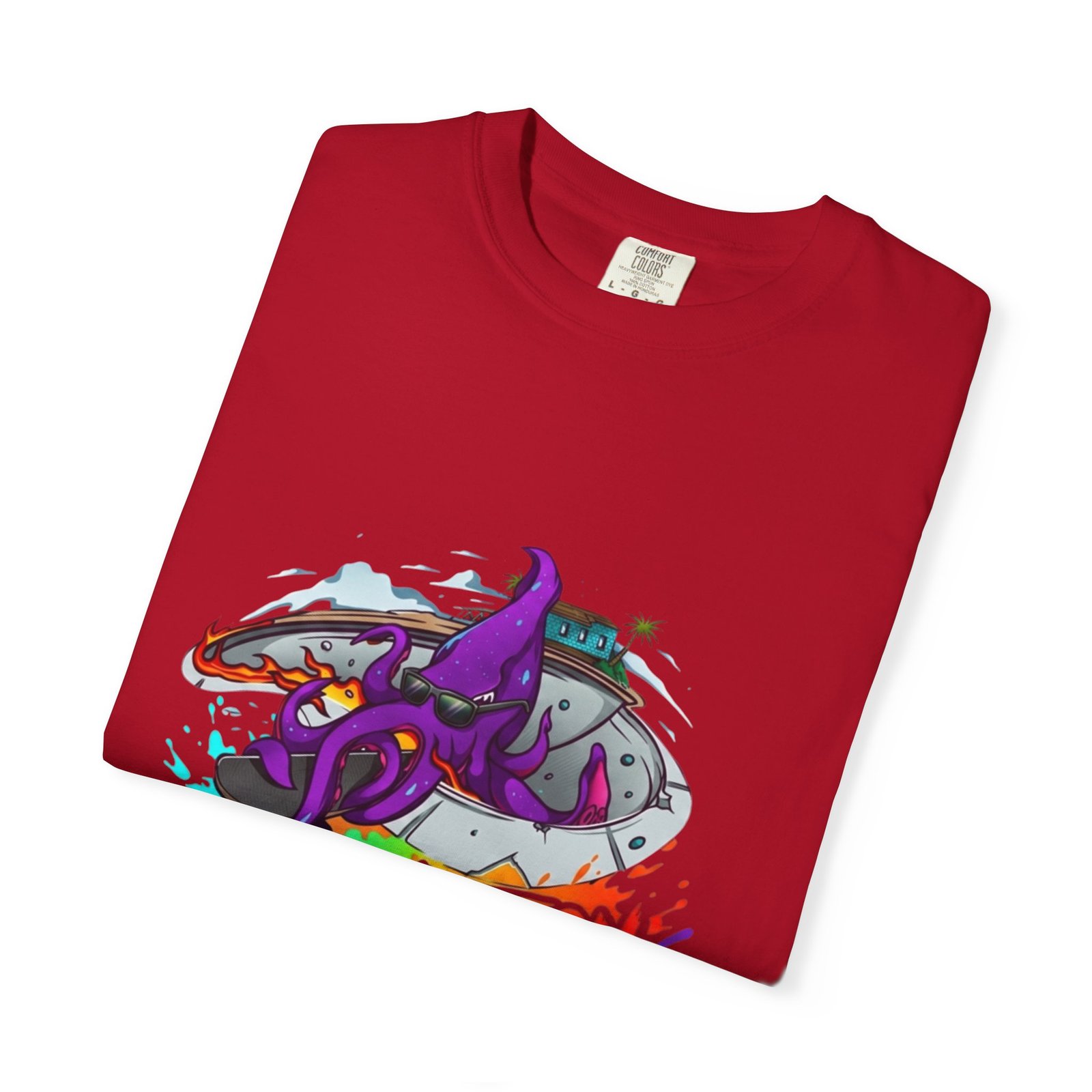 Octopus Graffiti T-Shirt — "Punk Action" Colorful Street Art Tee - Image 55
