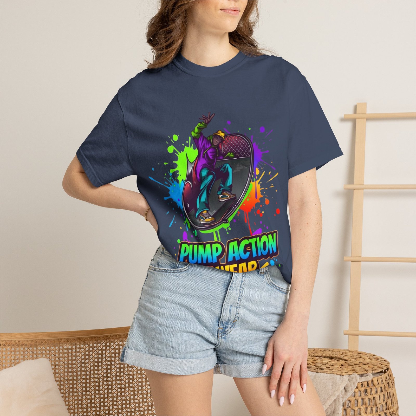 T-Shirt — 'Pump Action Wear' Colorful DJ Turntable Graphic Tee - Image 40