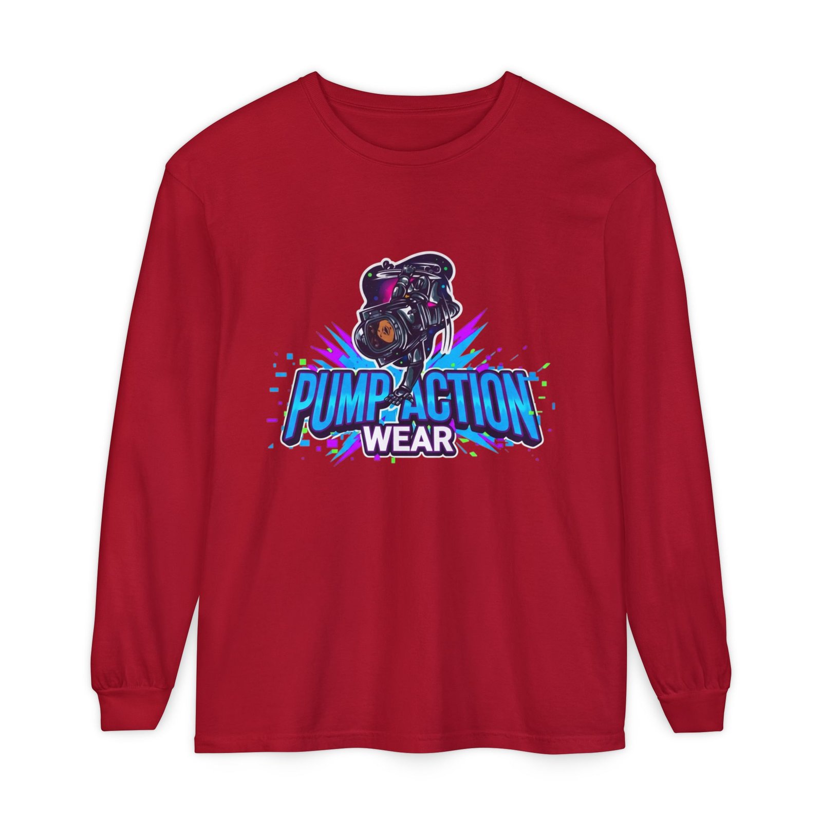 Pump Action Wear Long Sleeve T‑Shirt — Graphic Gun Logo Streetwear - Image 61