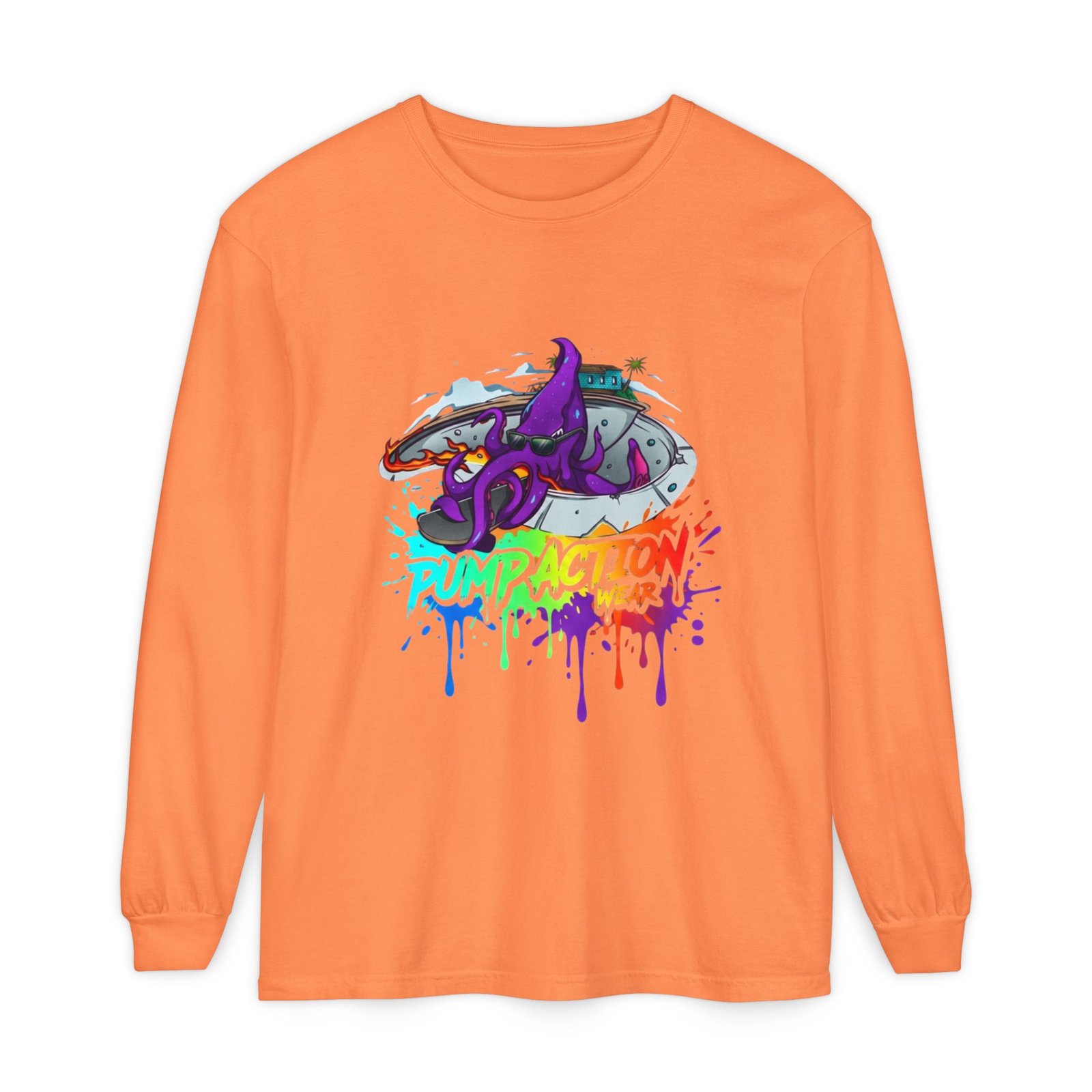 Long Sleeve T‑Shirt — 'Pump Action' Colorful Octopus Skate Graphic - Image 5