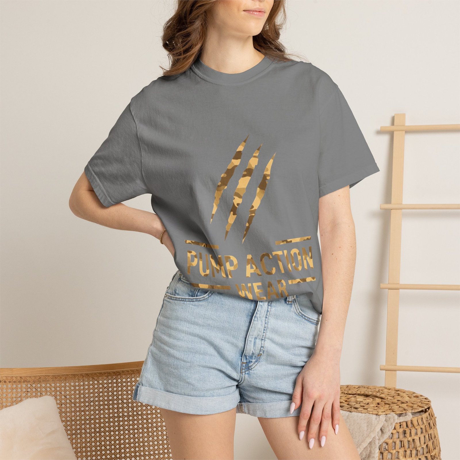 Pump Action Wear Graphic T-Shirt — Distressed Claw Logo Fitness Tee - Image 24