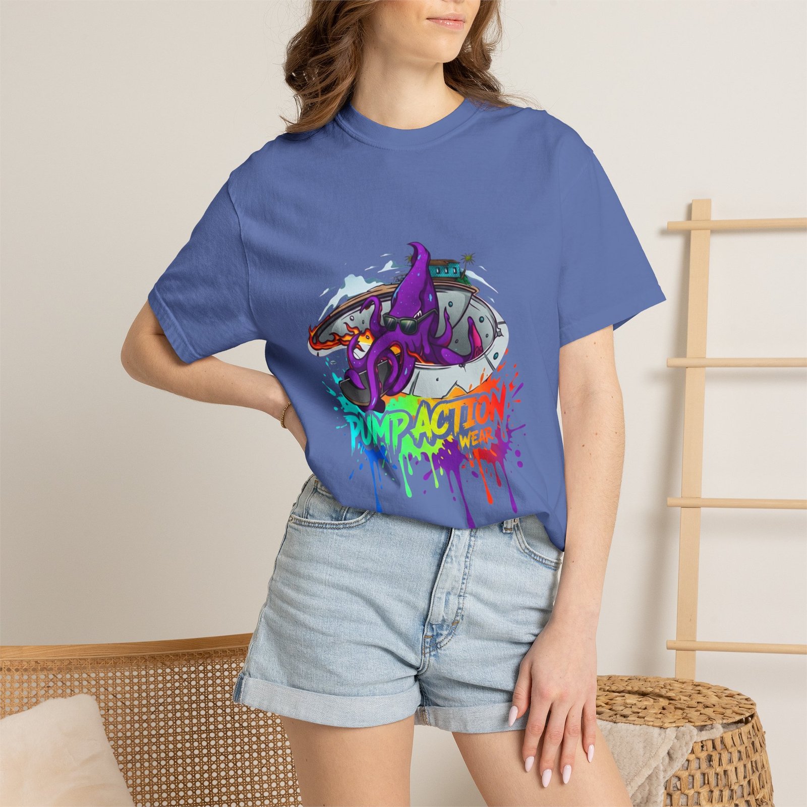 Octopus Graffiti T-Shirt — "Punk Action" Colorful Street Art Tee - Image 32