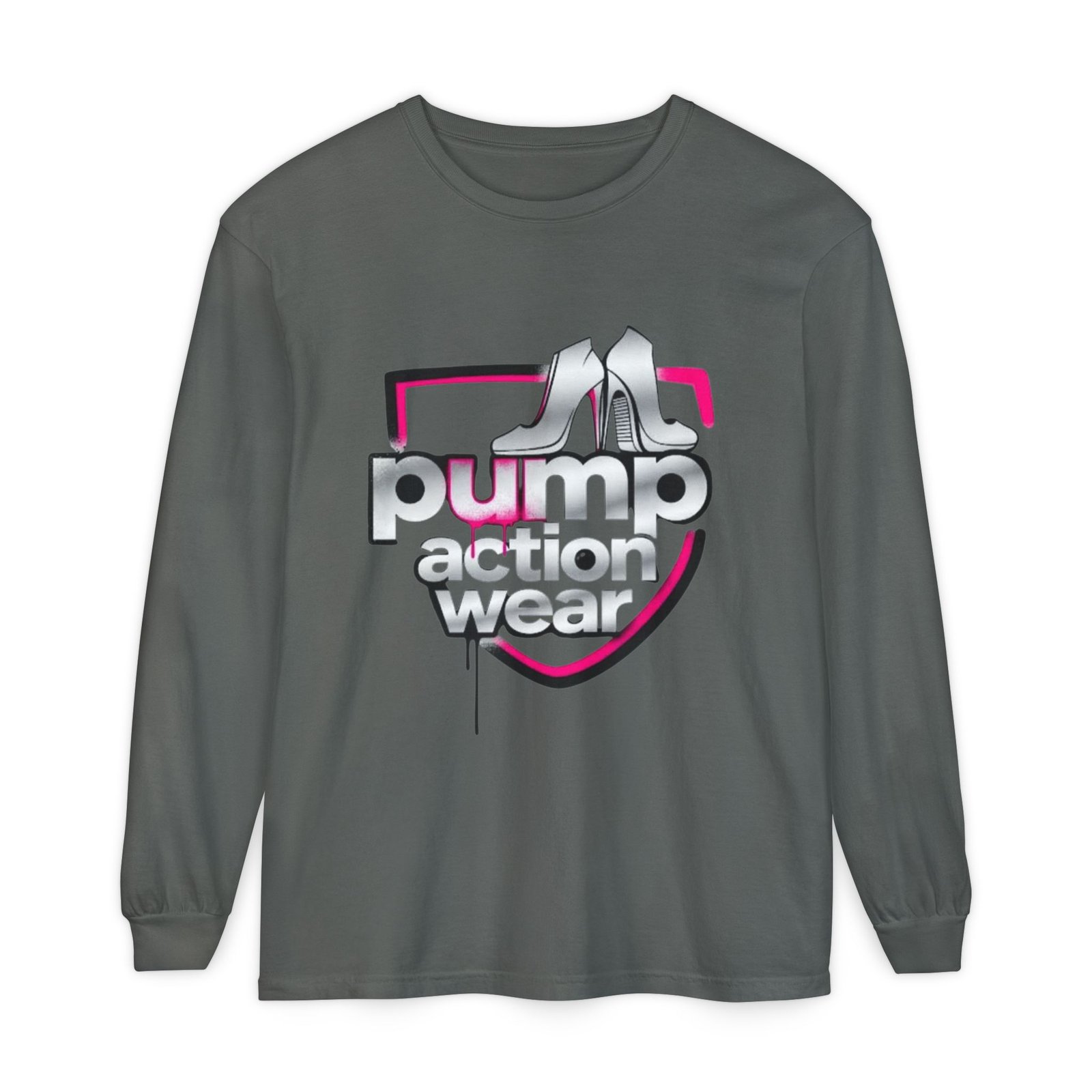Pump Action Wear Long Sleeve Tee — Retro Chrome Logo Graphic Shirt - Image 37