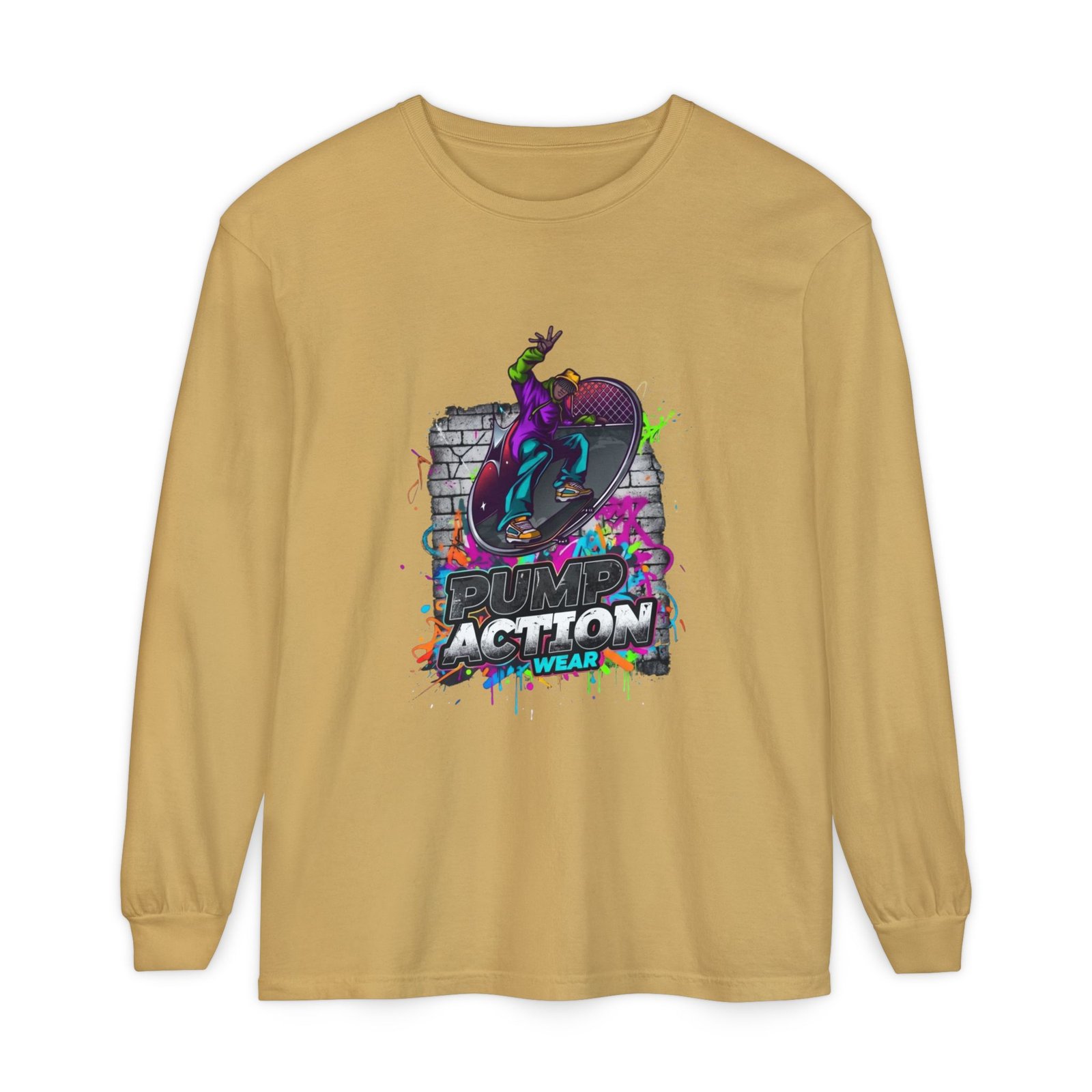 Skate Action Long Sleeve T-Shirt — Neon Skateboard Graphic - Image 21