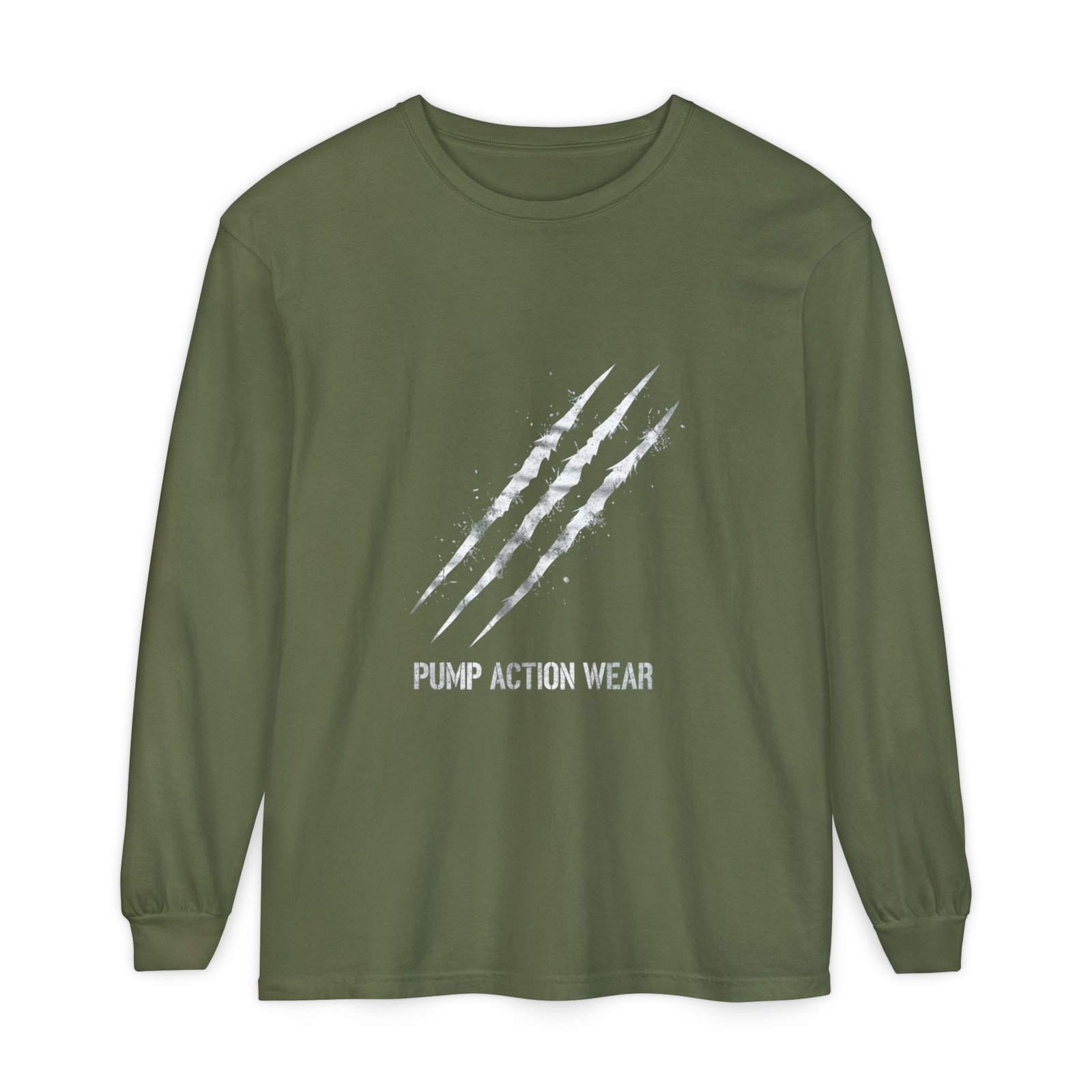 Garment-Dyed Long Sleeve Tee — 'Pure Action Wear' Distressed Claw Graphic - Image 41