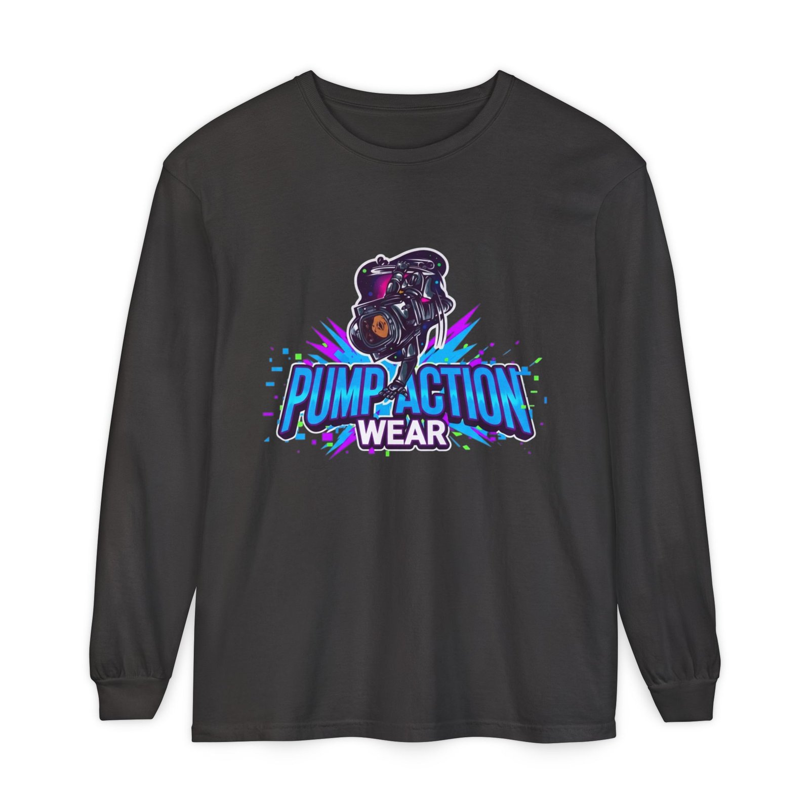 Pump Action Wear Long Sleeve T‑Shirt — Graphic Gun Logo Streetwear - Image 53