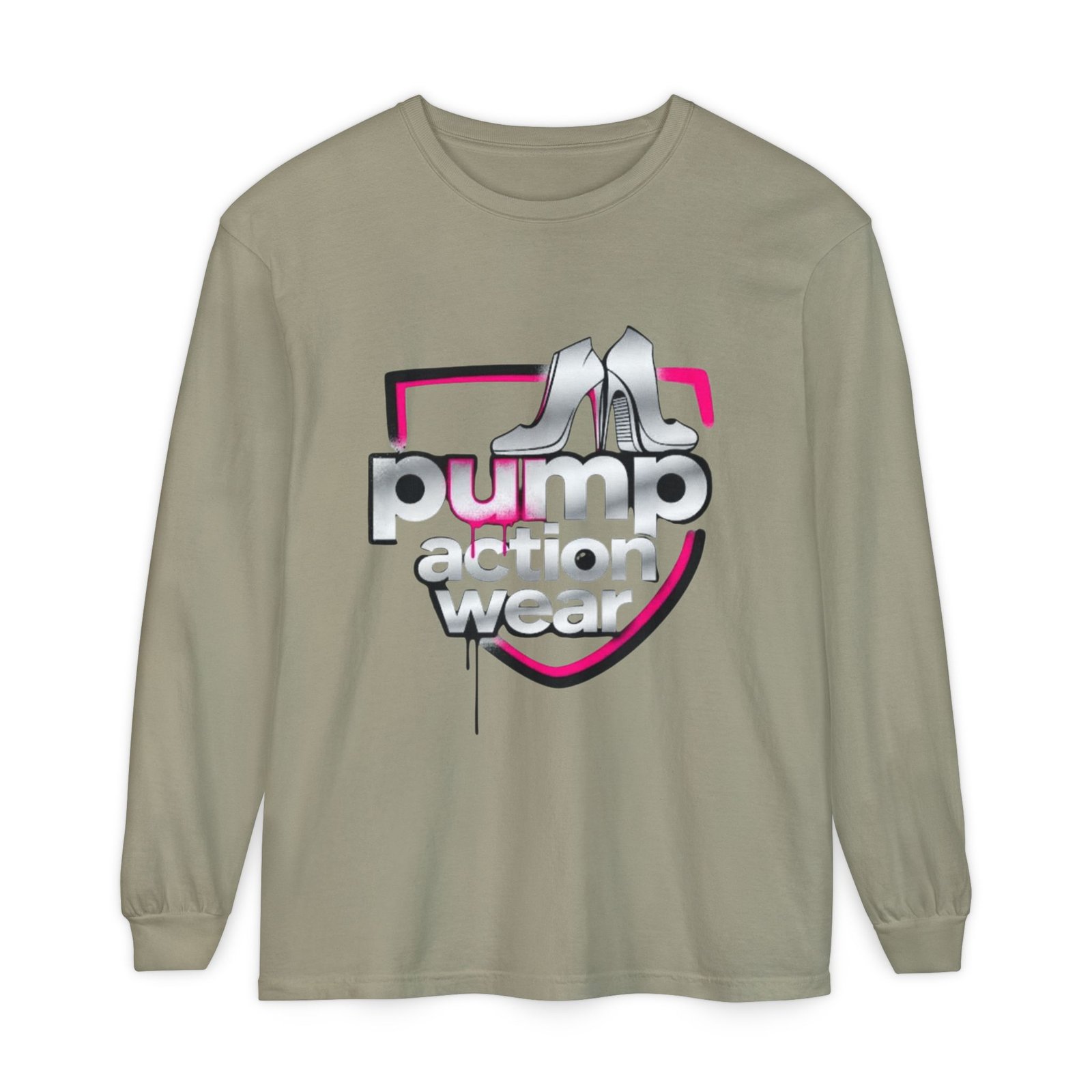 Pump Action Wear Long Sleeve Tee — Retro Chrome Logo Graphic Shirt - Image 33