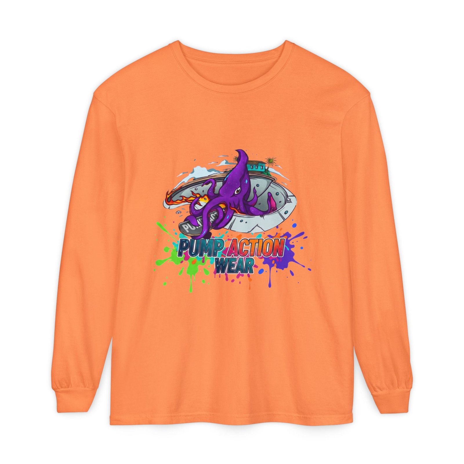 Action Octopus Long Sleeve Tee - "Pump Action Wear" Graphic Shirt - Image 5