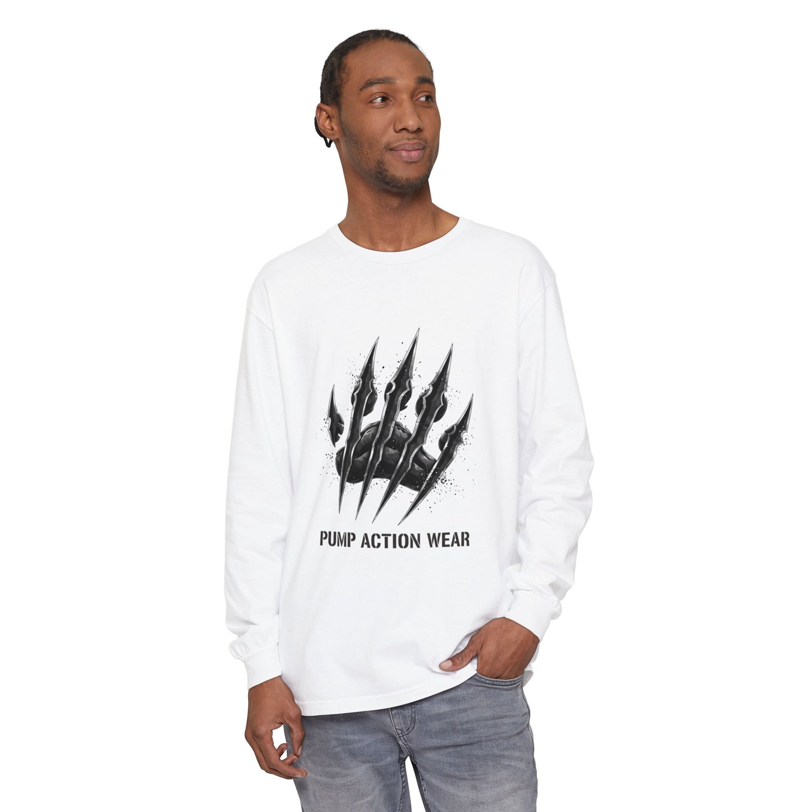 Pump Action Wear Long Sleeve T‑Shirt — Claw Mark Graphic Streetwear - Image 3