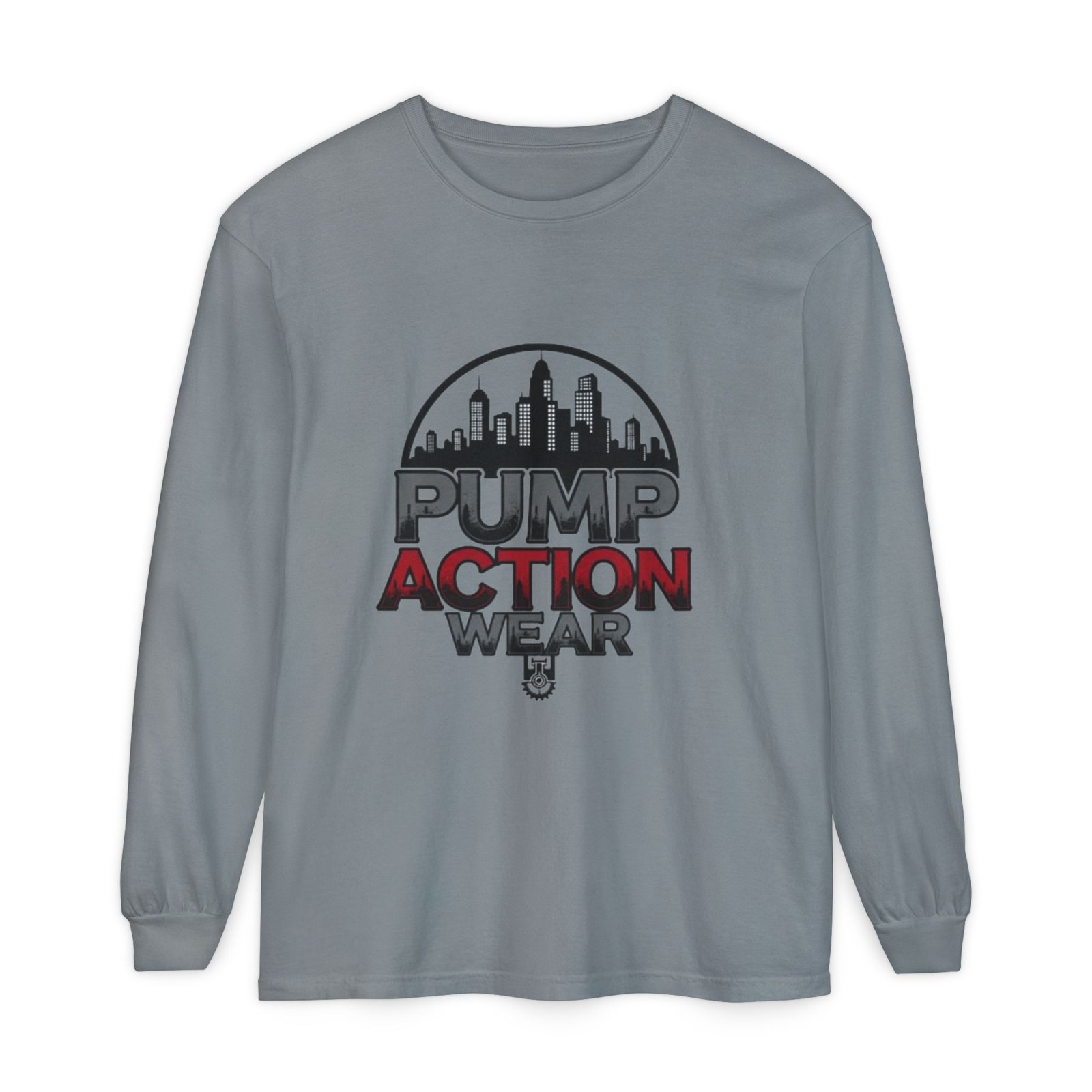 Pump Action Wear Long Sleeve Tee – Urban Skyline Graphic - Image 53