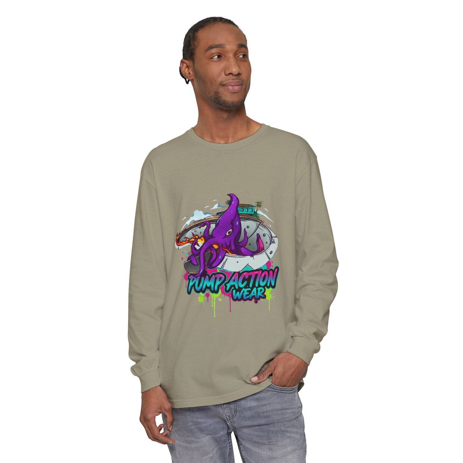 Octopus Skate Graphic Long Sleeve Tee - Image 31