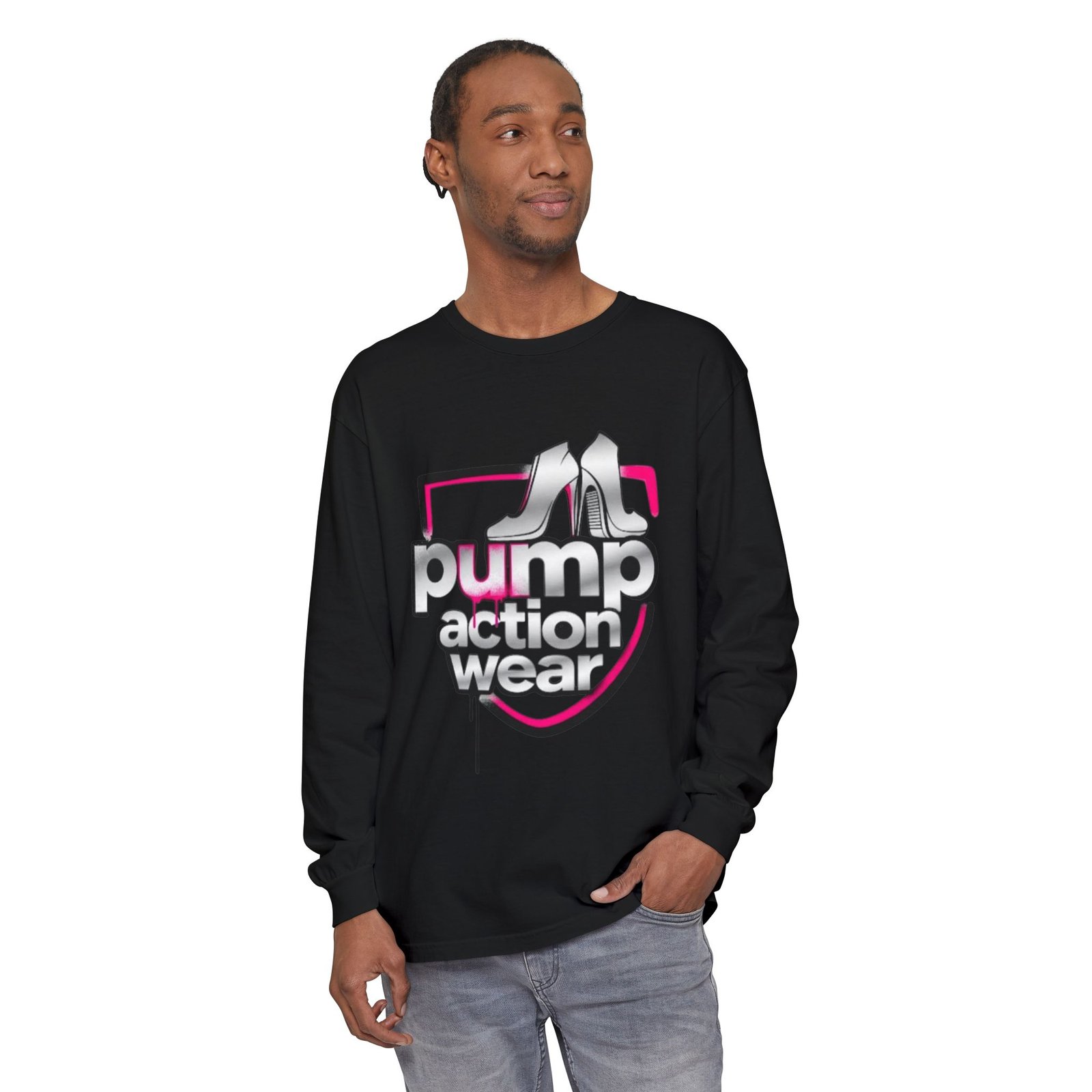 Pump Action Wear Long Sleeve Tee — Retro Chrome Logo Graphic Shirt - Image 63