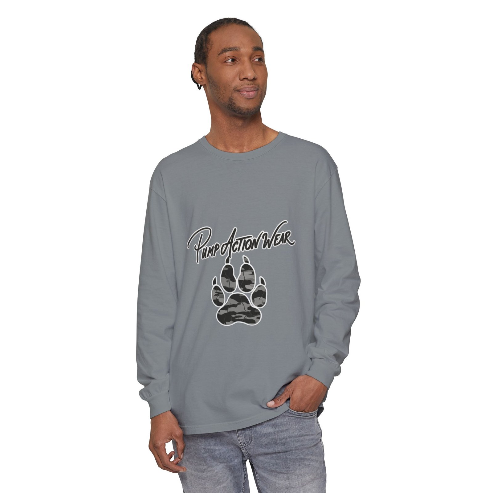 Long Sleeve T-Shirt — "Pump Action Wear" Paw Print Graphic - Image 55