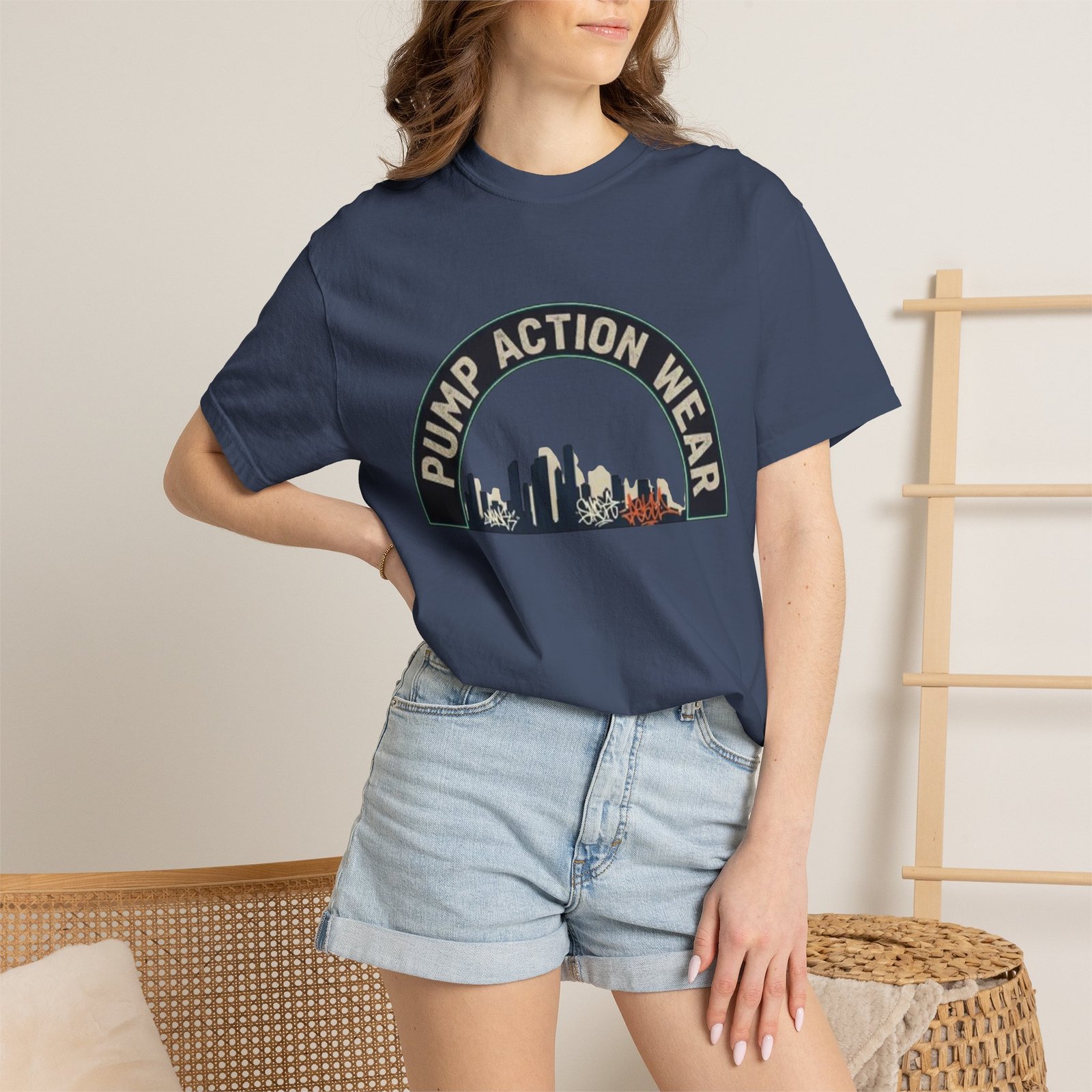 Pump Action Wear Skyline T-Shirt — Urban Retro Graphic Tee - Image 40