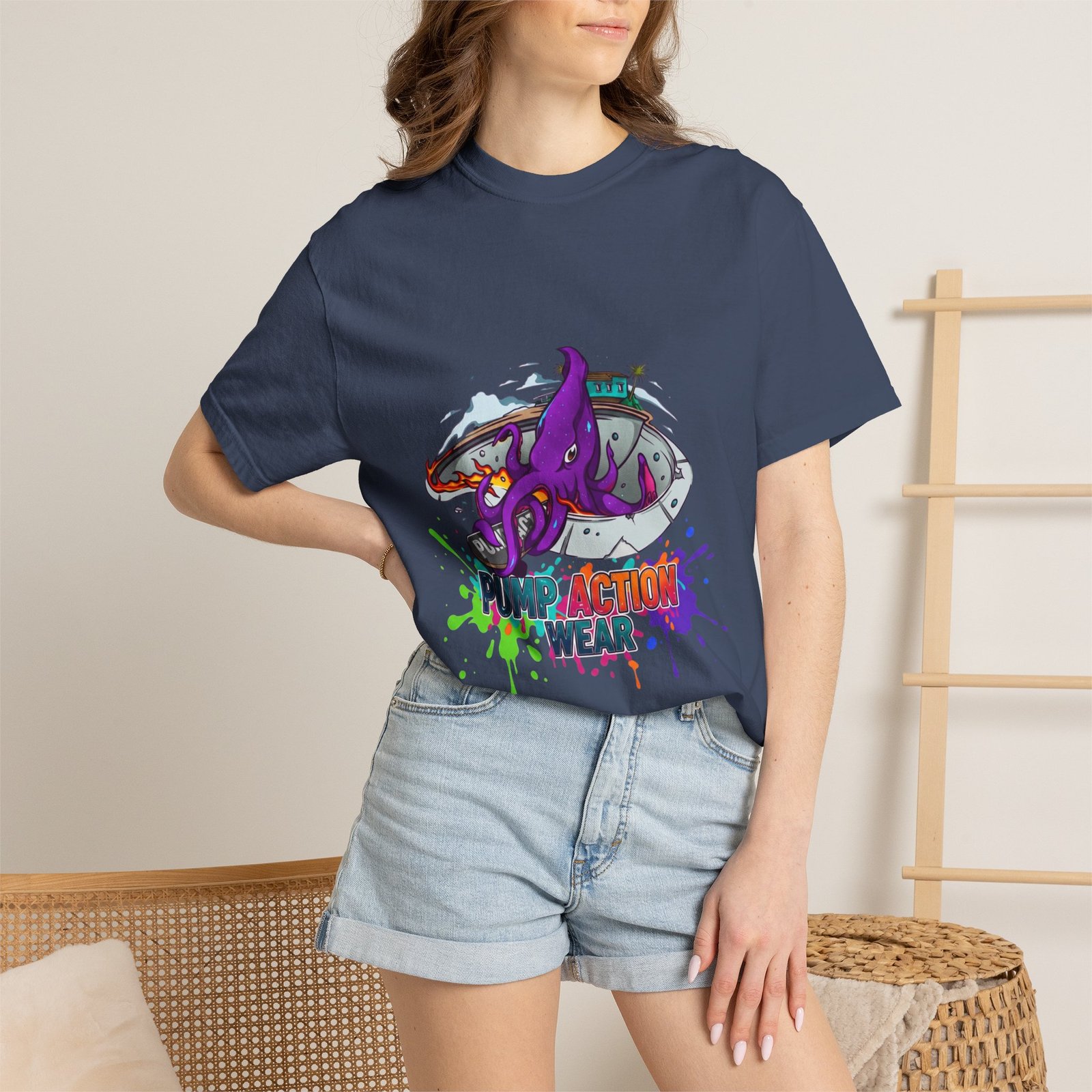 Octopus Paint Splash T-Shirt — "Full Action Wear" Graphic Tee - Image 28
