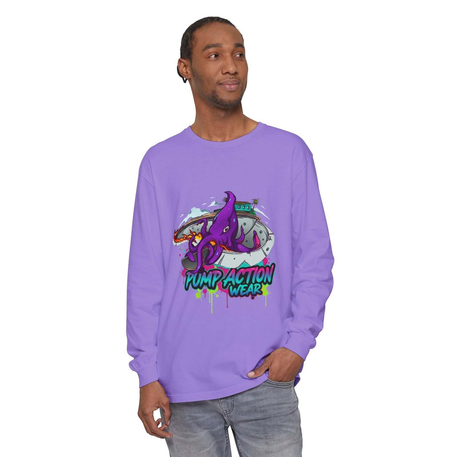 Octopus Skate Graphic Long Sleeve Tee - Image 63