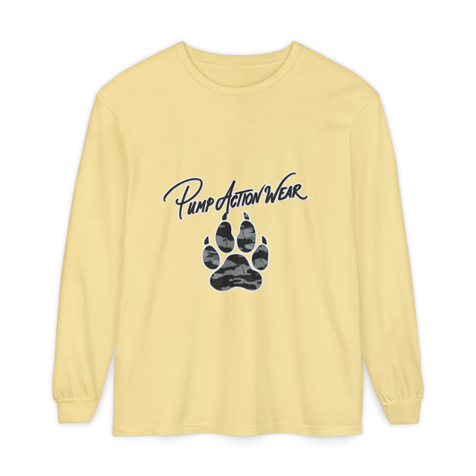 Long Sleeve T-Shirt — "Pump Action Wear" Paw Print Graphic - Image 29
